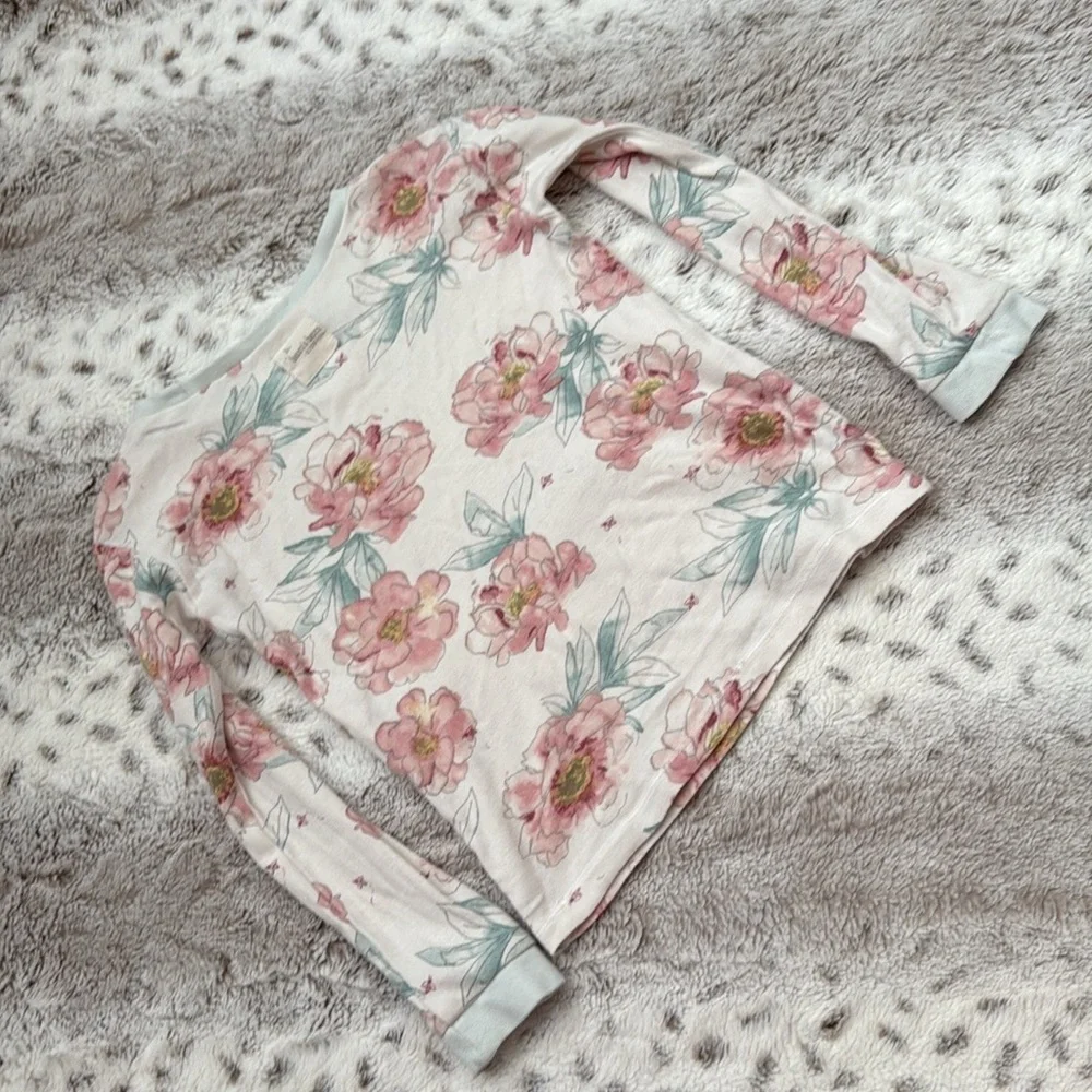 Burt’s Bees Kids matching set girls 5T pastel floral pajamas softgirl loungewear
